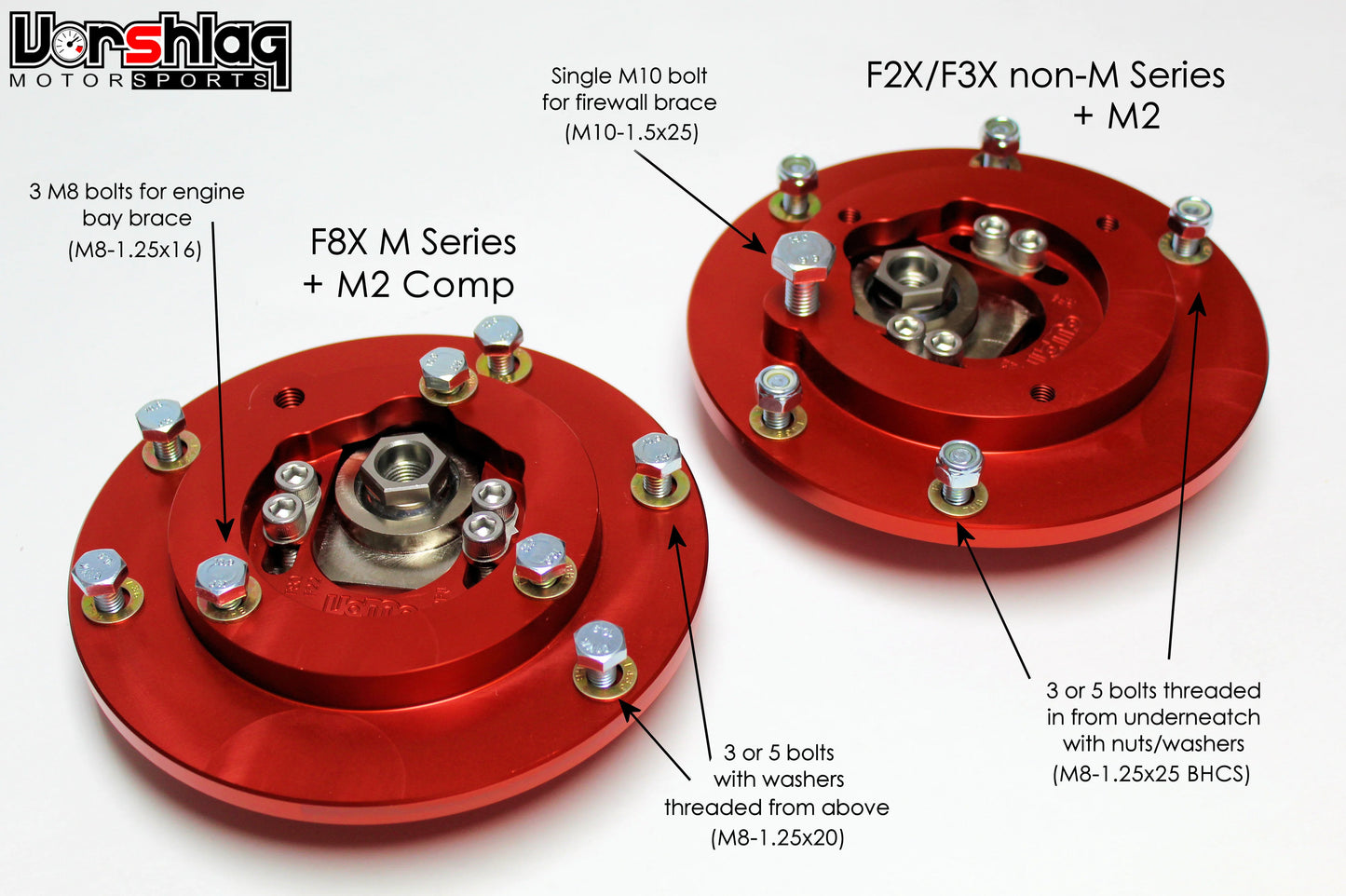 Vorshlag Front Camber Plates | BMW | F8X | OEM Springs